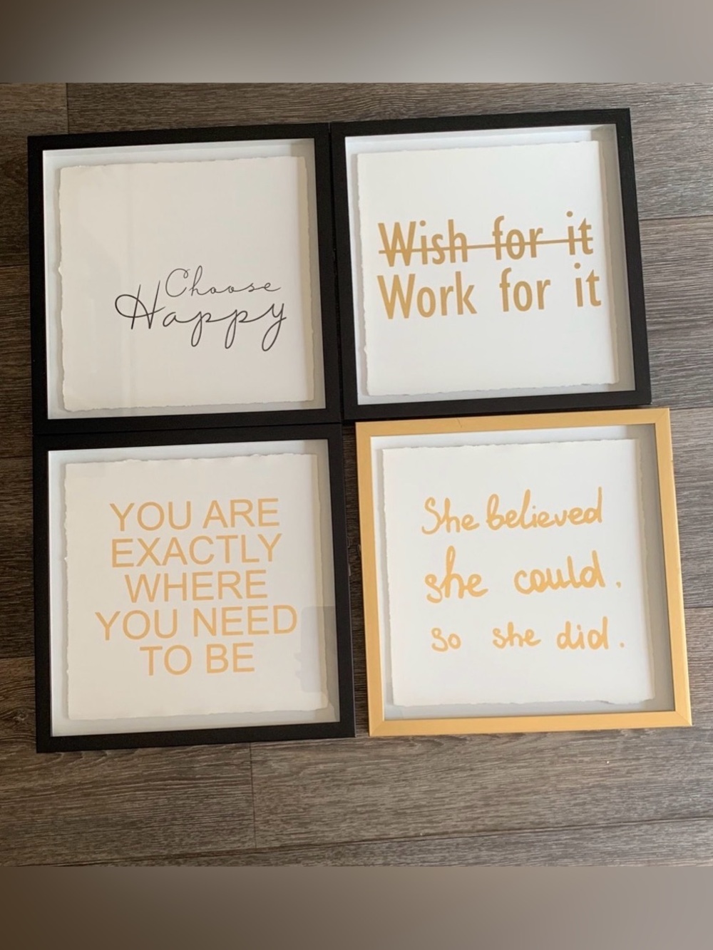 Inspirational Wall Art Set - White & Gold Home Wall Decor